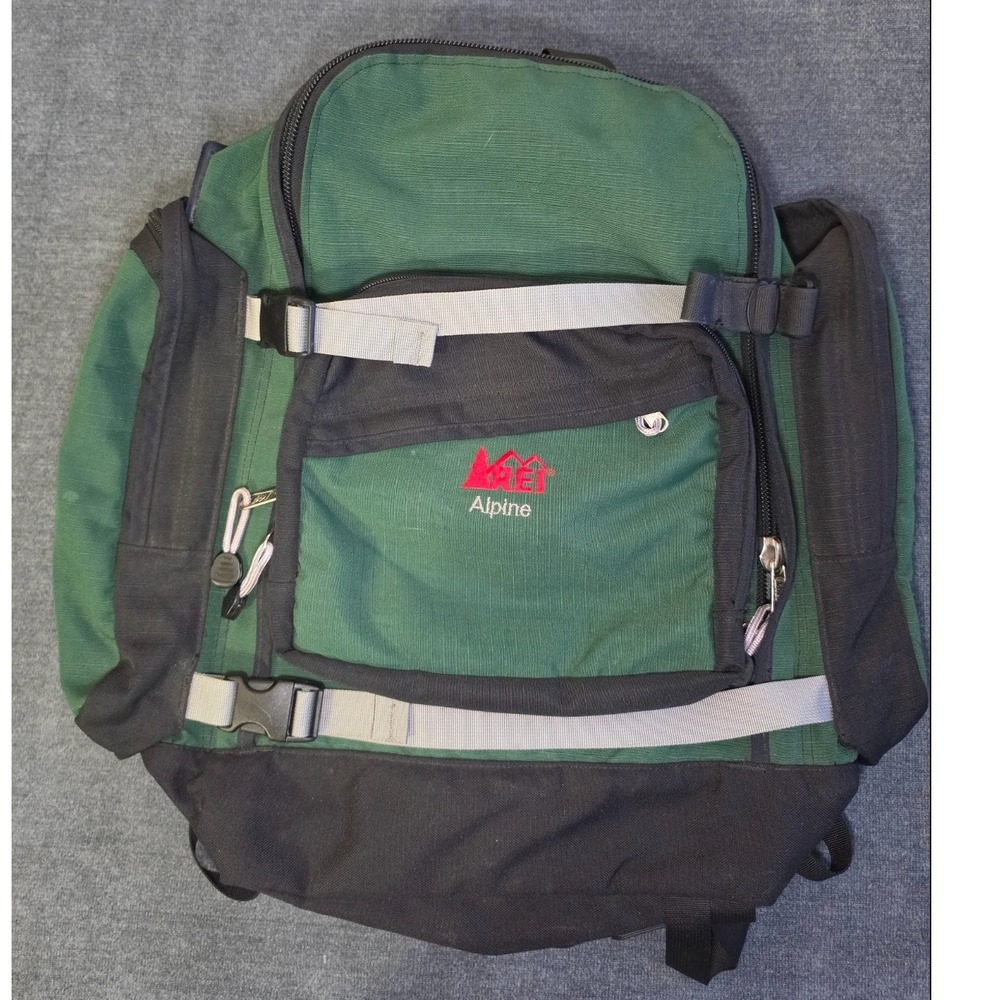 REI Alpine Backpack Green Black Hiking Daypack Technical Rucksack Vintage Style